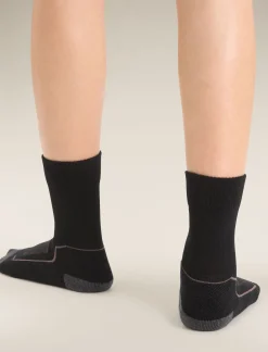 Icebreaker Socks^Women's Merino Hike+ Light Crew Socks Black/Monsoon