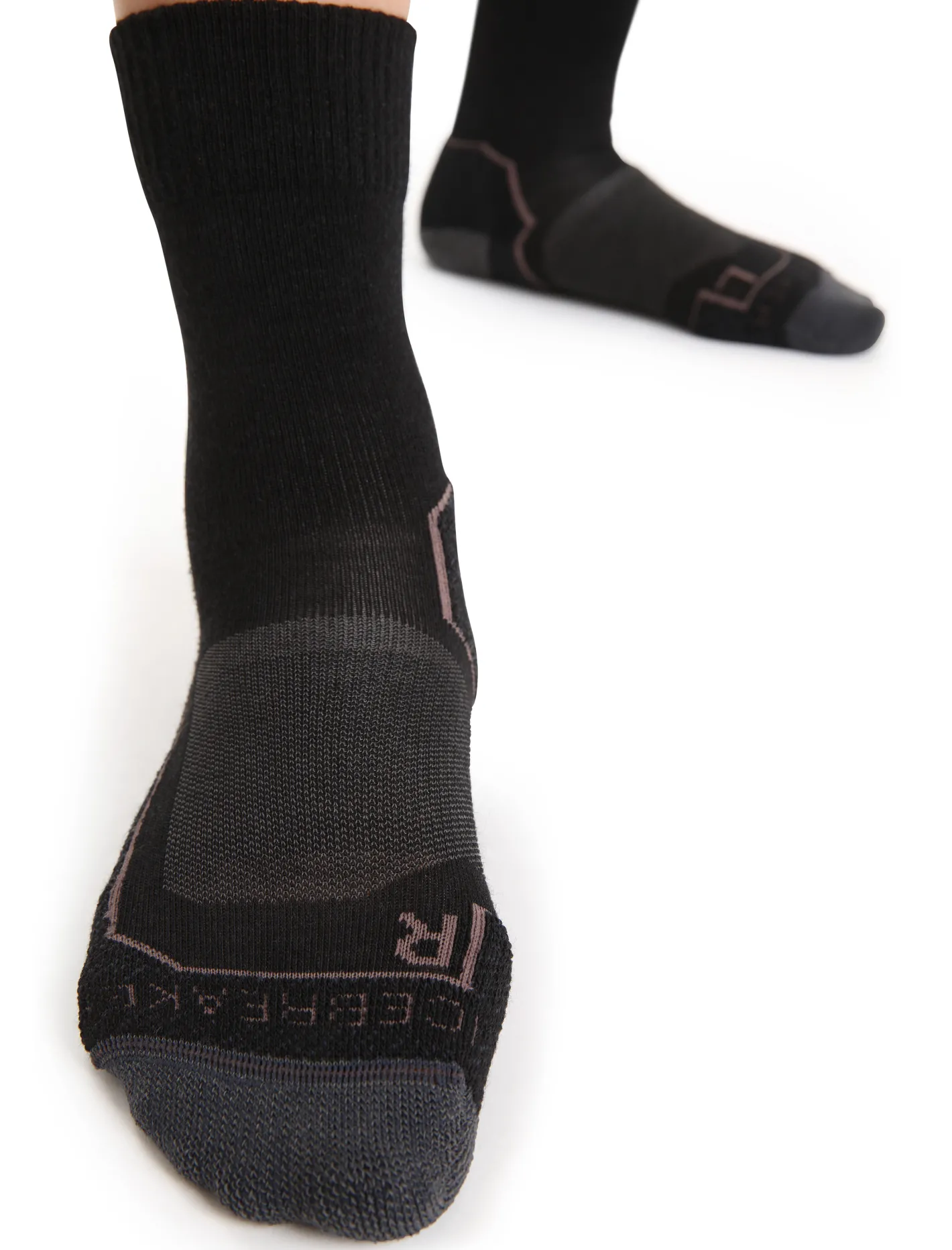 Icebreaker Socks^Women's Merino Hike+ Light Crew Socks Black/Monsoon