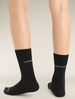 Icebreaker Socks^Women's Merino Hike Liner Crew Socks Black