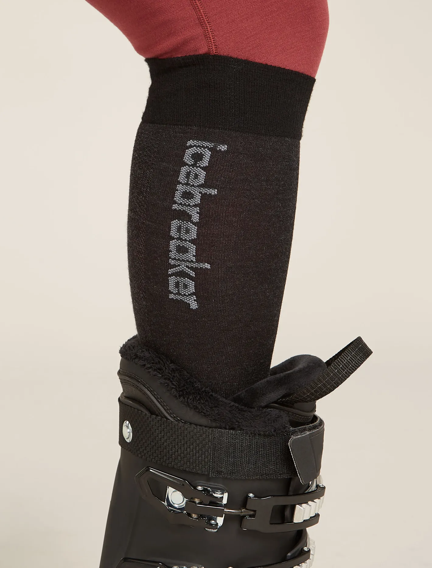 Icebreaker Socks^Women's Merino Snow Liner Over The Calf Socks Black/Ether